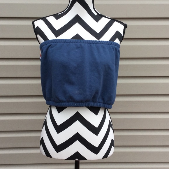 NWT Wild Fable Stripe Blue Cropped Tube Top - Picture 5 of 8